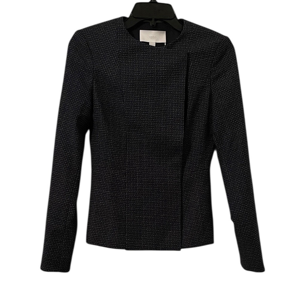 BOSS Hugo Boss Women's Navy/White Tweed Fitted Utility Blazer Jacket Size 0